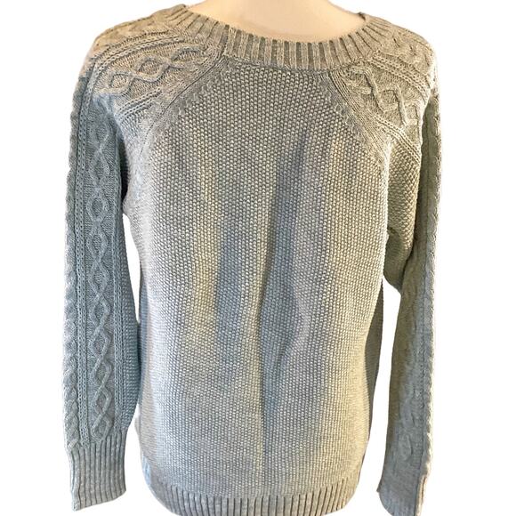 GAP Classic Mint Cable Knit Crewneck Sweater Women's Large Petite - Picture 5 of 7